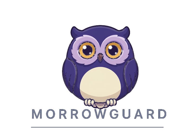 MorrowGuard mascot, owl illustration.